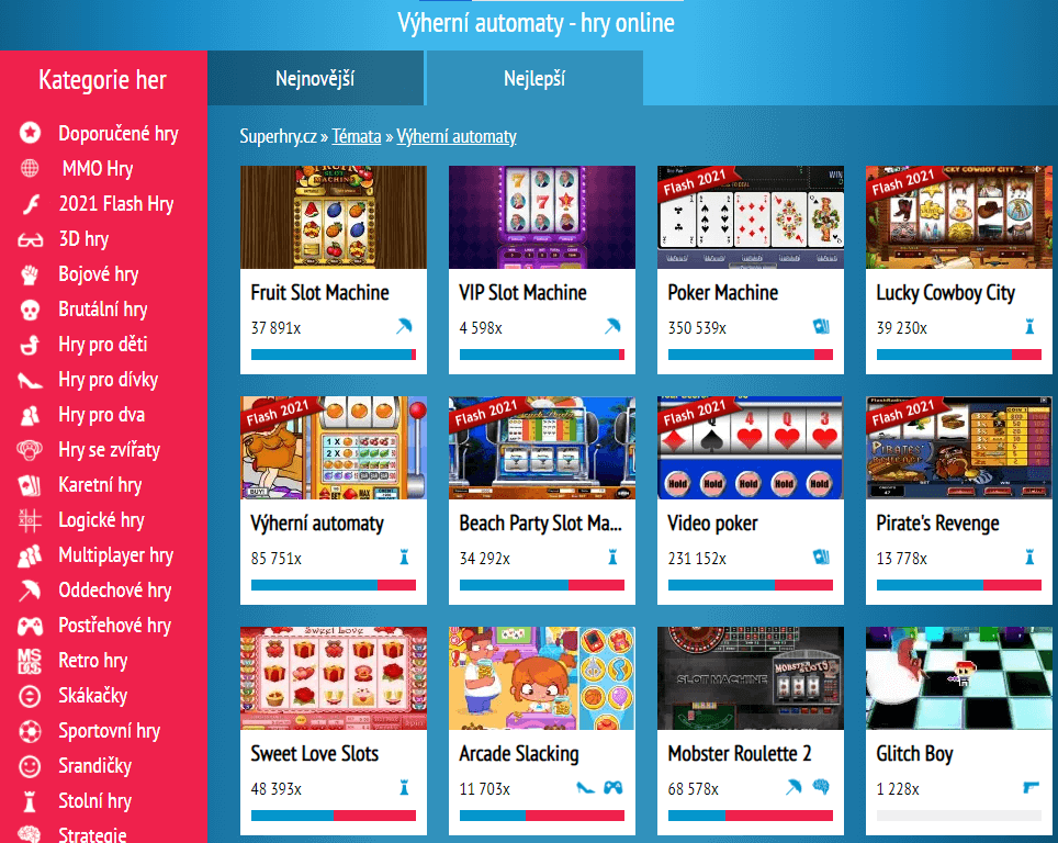 Výherní automaty na serveru superhry.cz