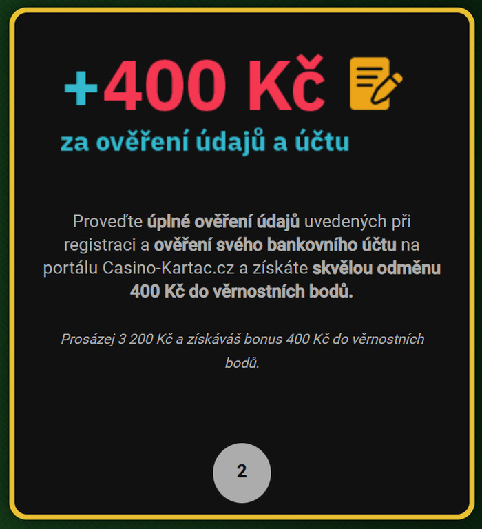 Kartác Casino bonus 2